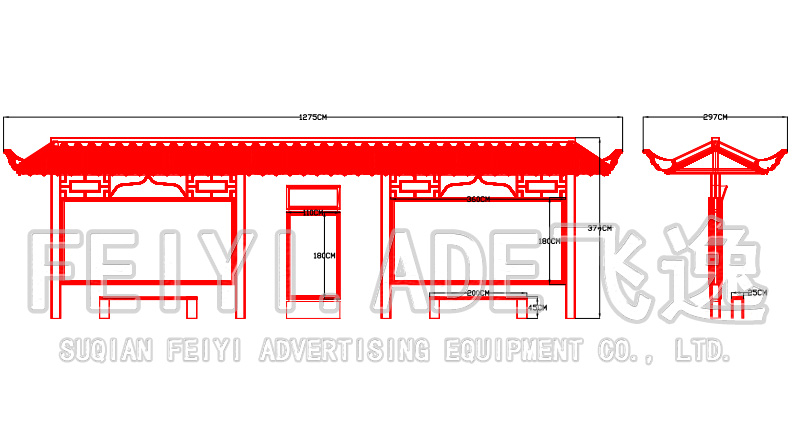宜昌公交候车亭CAD设计尺寸图
